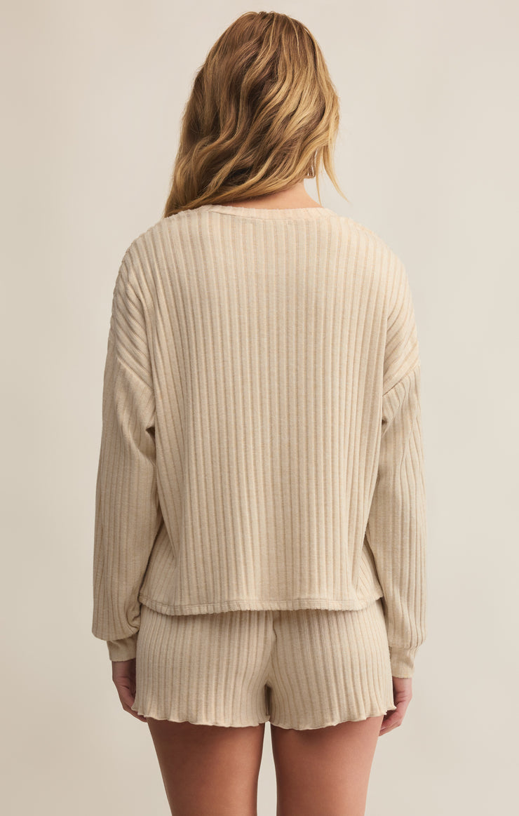 Tops Daydream Rib Long Sleeve Top Light Oatmeal Heather