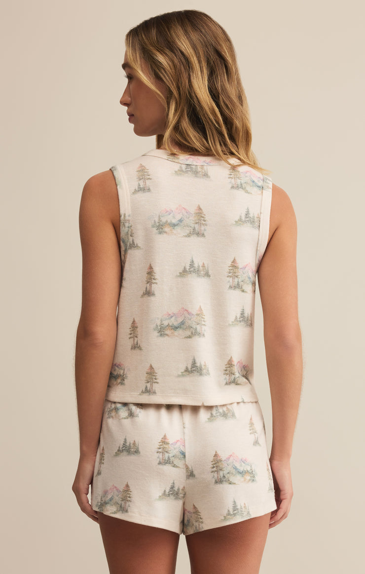 Tops Warmer Days Camp Tank Crystal