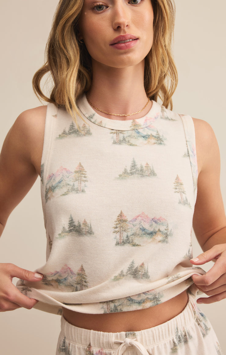 Tops Warmer Days Camp Tank Crystal