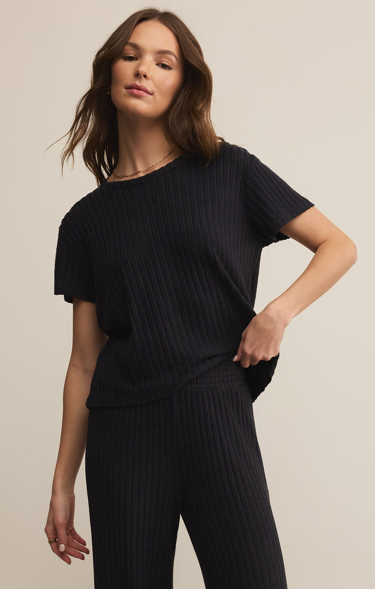 Tops Kara Rib Tee Black Sand