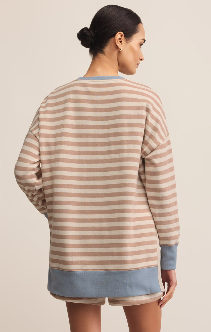Tops Layer Up Stripe Sweatshirt Evening Sand