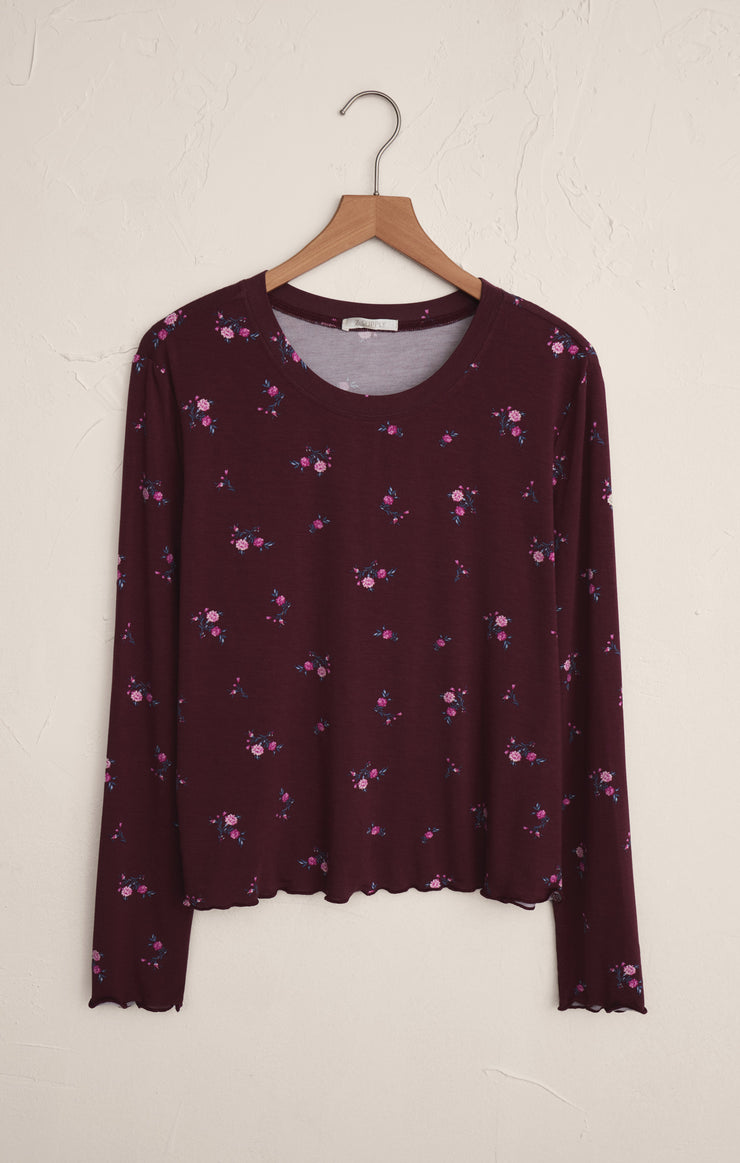 Tops Bella Ditsy Long Sleeve Top Merlot