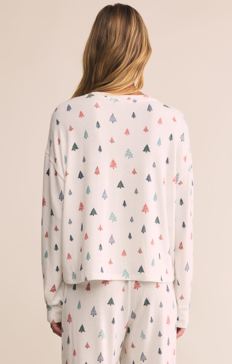 Tops Alpine Tree Brushed Knit Top White