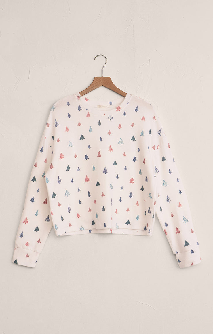 Tops Alpine Tree Brushed Knit Top White