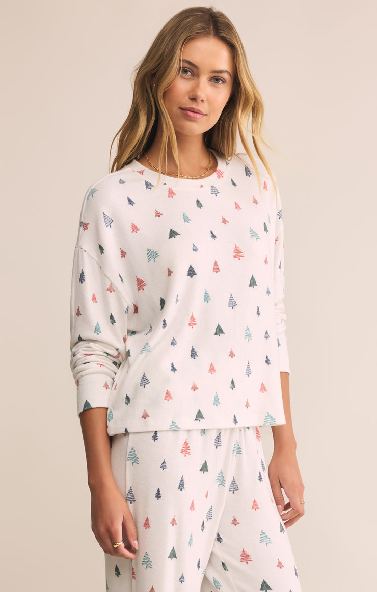 Tops Alpine Tree Brushed Knit Top Alpine Tree Brushed Knit Top