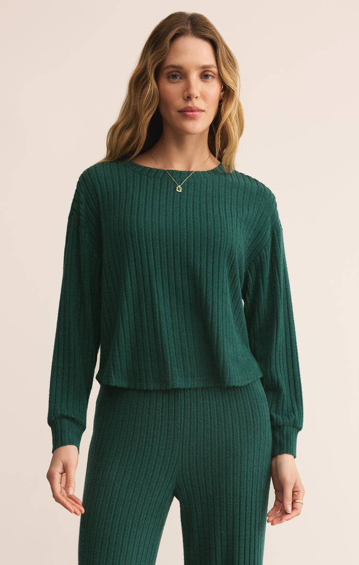 Tops Elfie Silky Rib Long Sleeve Top Mistletoe