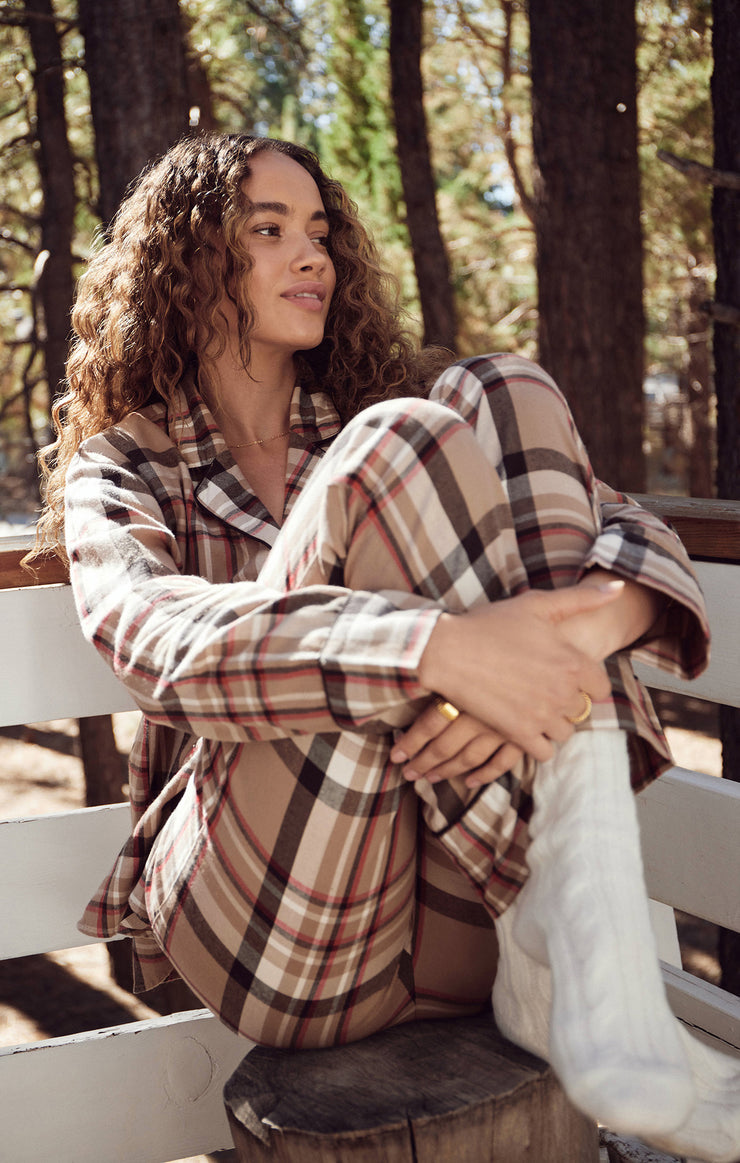 Tops Dreamer Plaid PJ Set Burlap