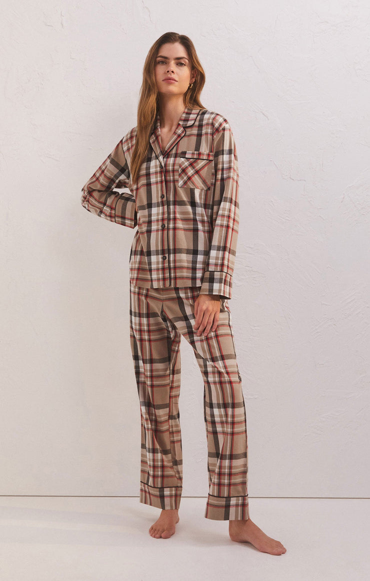 Tops Dreamer Plaid PJ Set Burlap