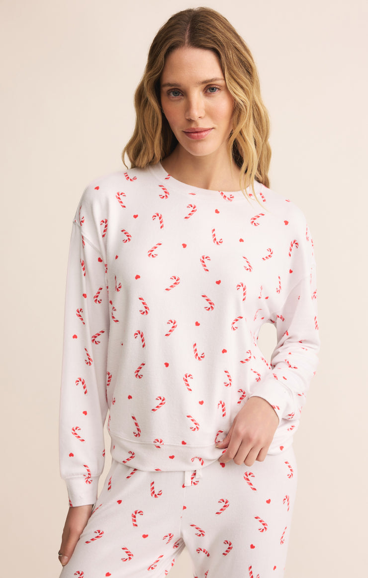 Tops Cozy Candy Cane Set White