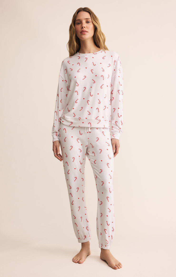 Tops Cozy Candy Cane Set White
