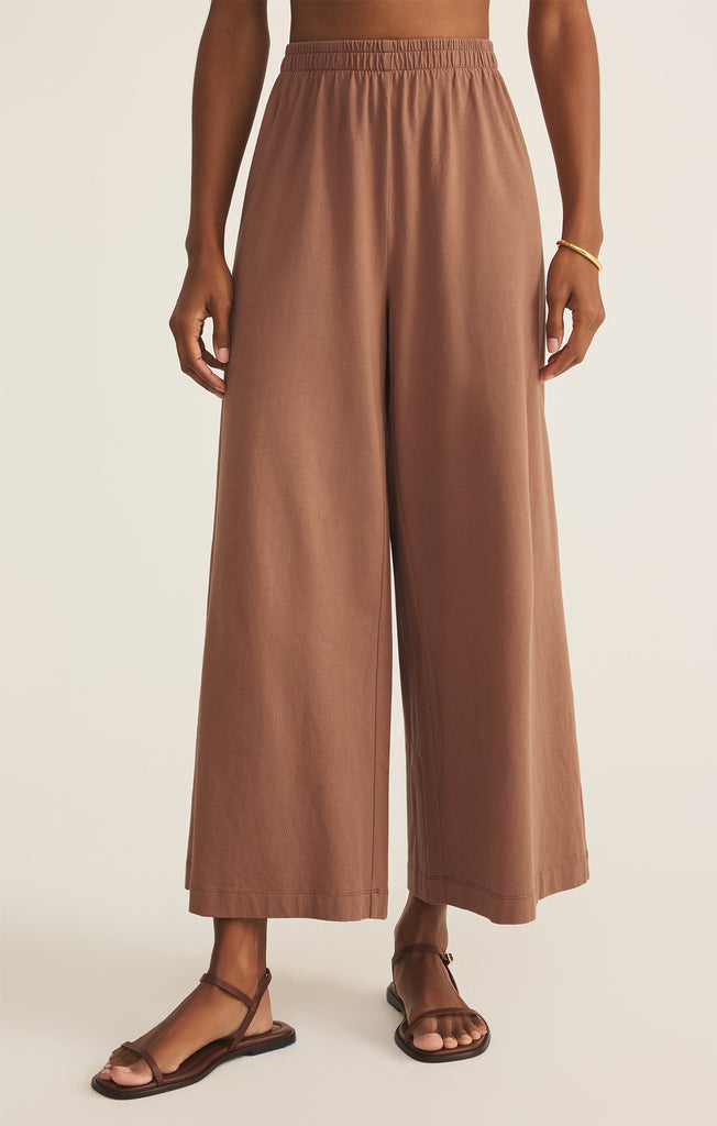 Pima Cotton Stretch Jersey Wide-Leg Pant With Pockets