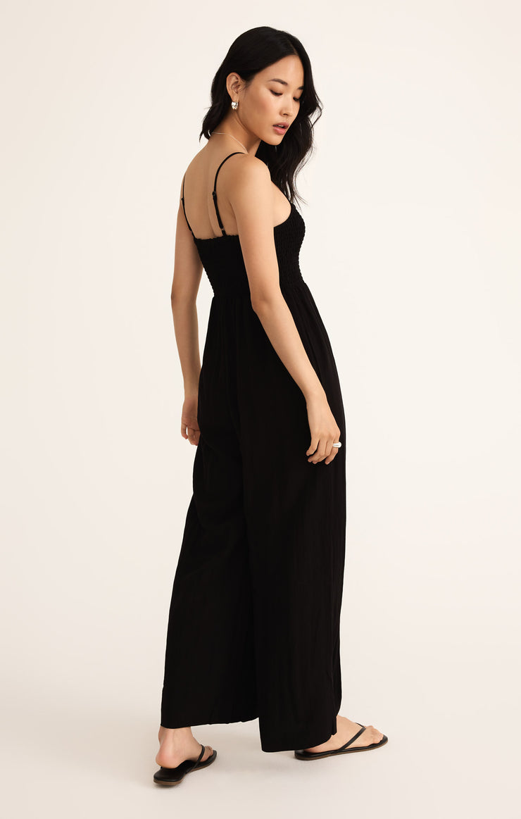 Pants Beachside Smocked Jumpsuit Black