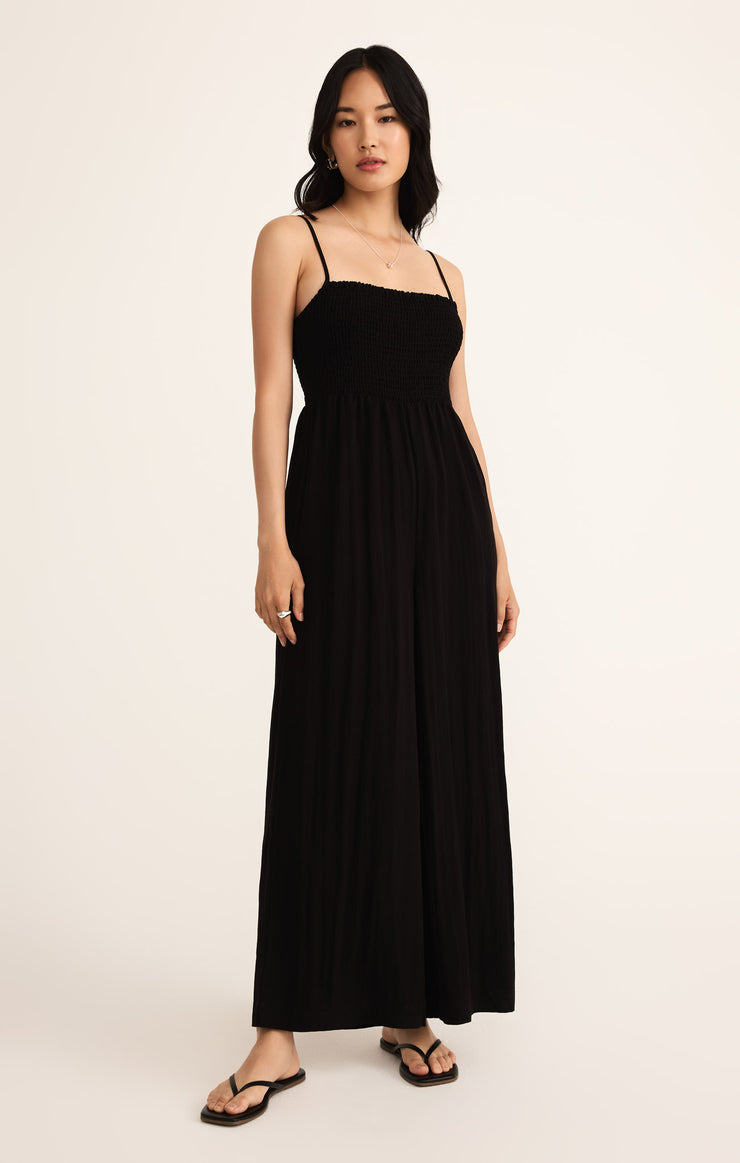 Pants Beachside Smocked Jumpsuit Black