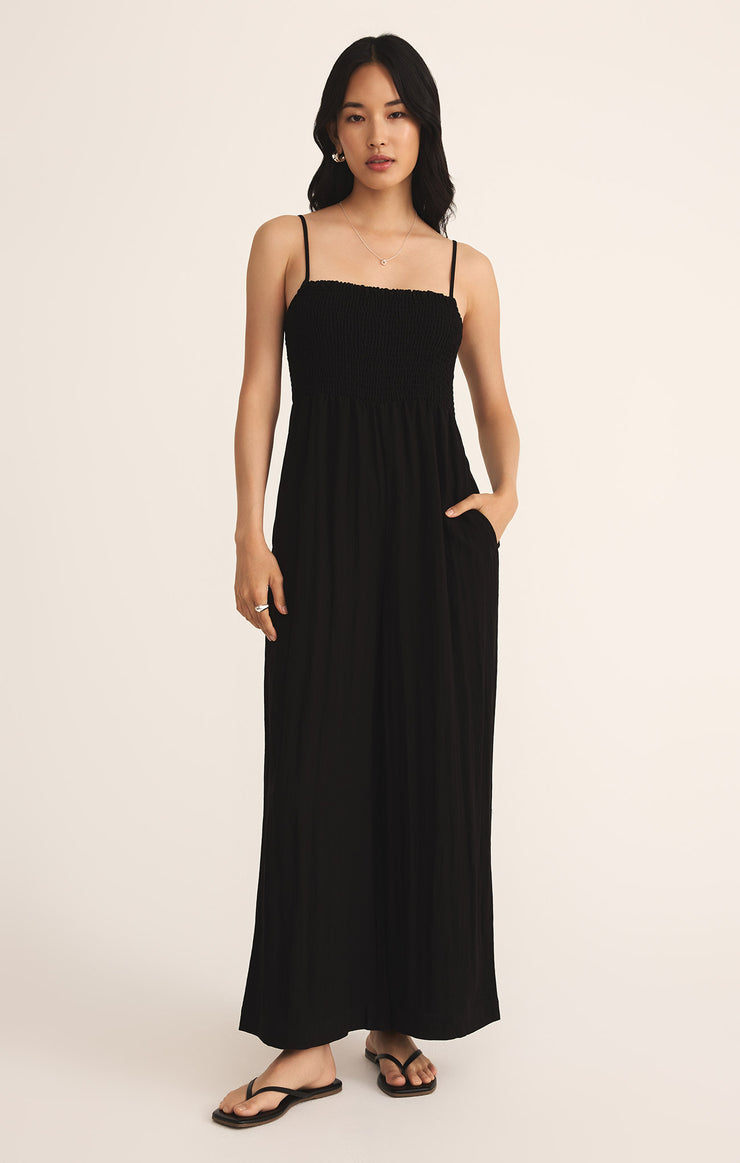Pants Beachside Smocked Jumpsuit Black