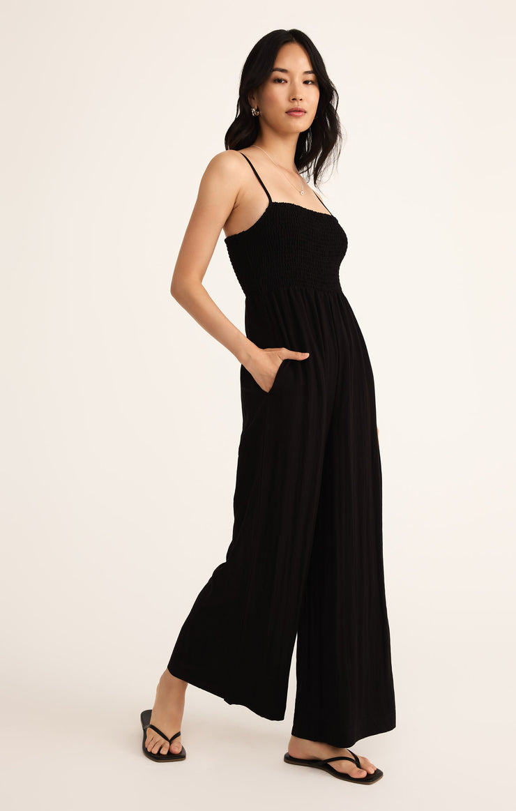 Pants Beachside Smocked Jumpsuit Black