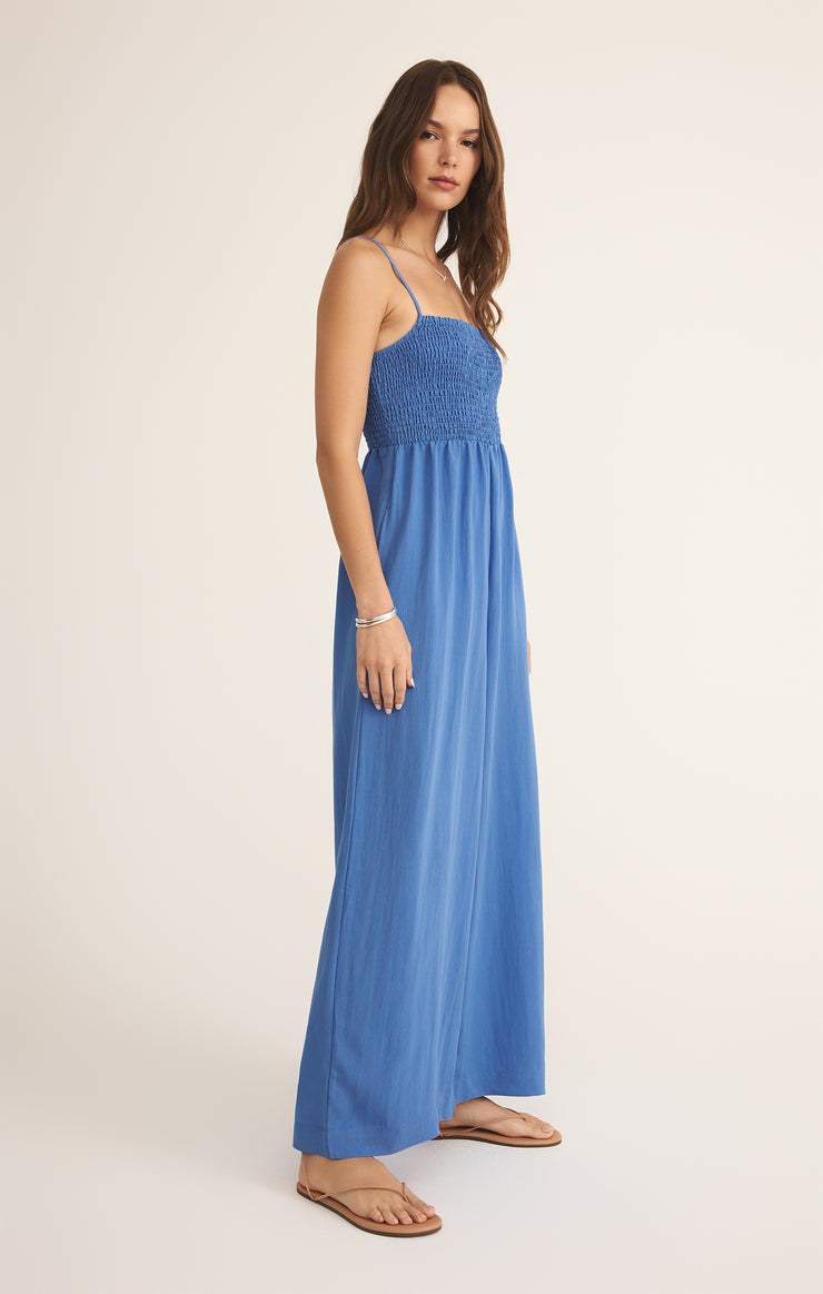 Pants Beachside Smocked Jumpsuit Bay Blue