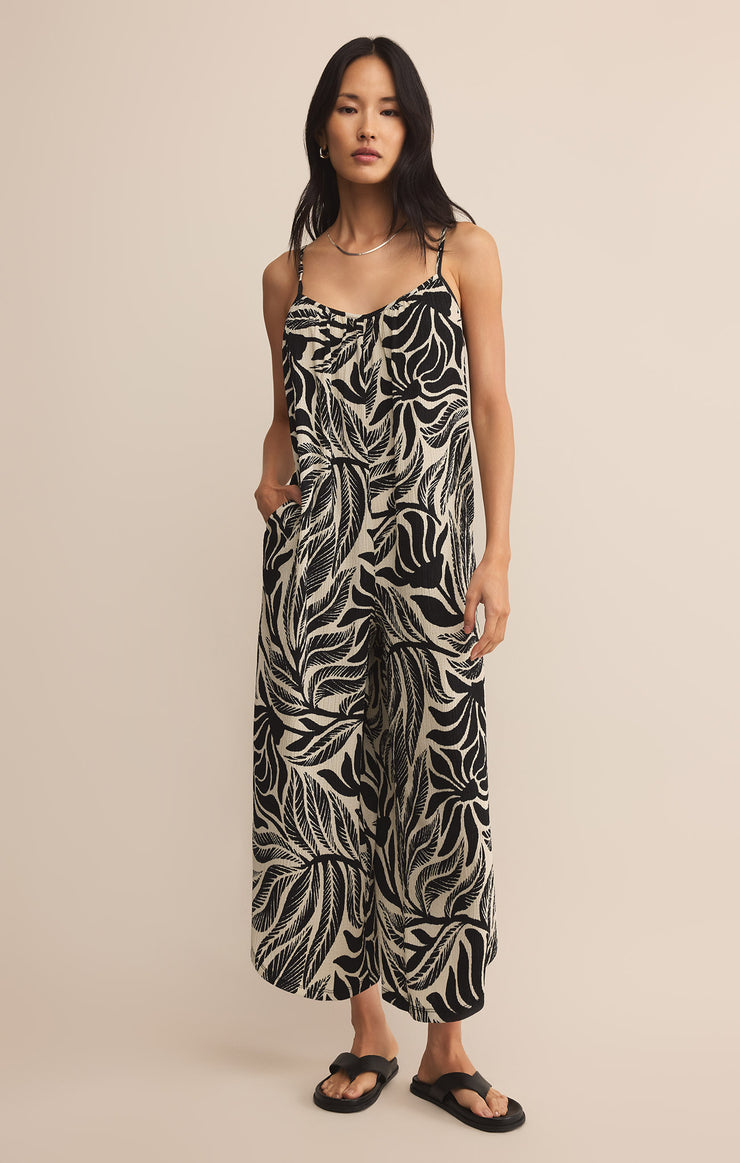 Pants Flared Palm Jumpsuit Black