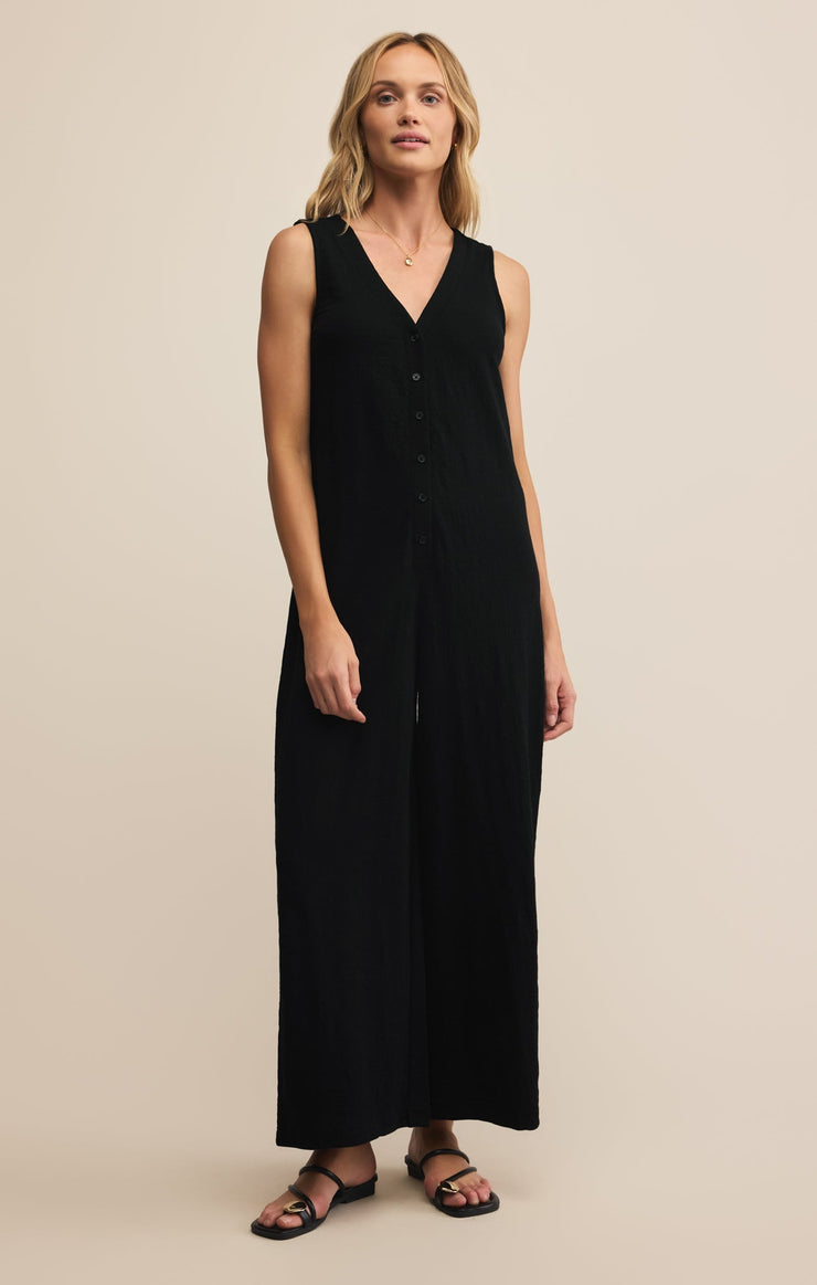 Pants Solace Textured Slub Jumpsuit Black
