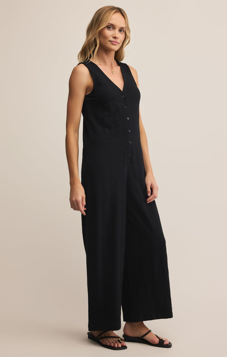 Pants Solace Textured Slub Jumpsuit Black