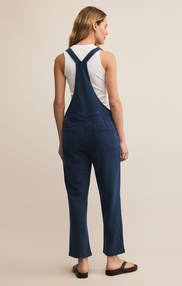 Pants Knit Denim Overalls Indigo