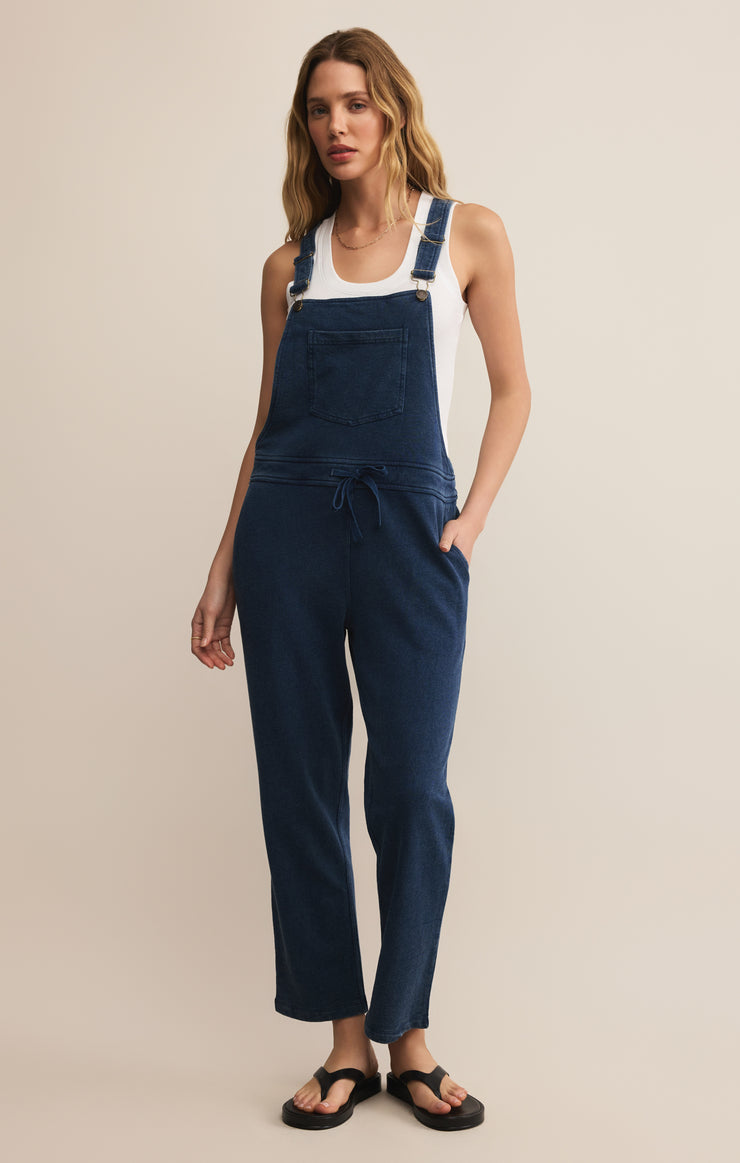Pants Knit Denim Overalls Indigo