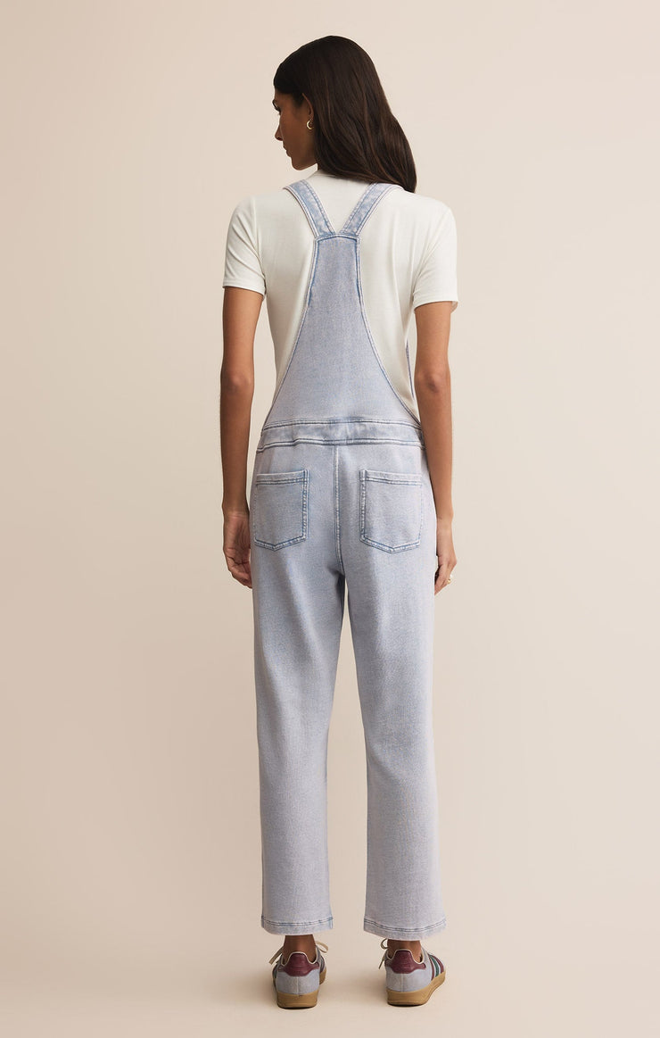 Pants Knit Denim Overalls Washed Indigo