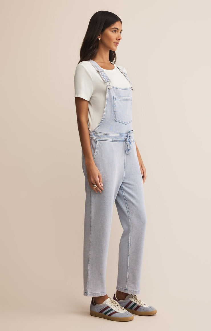 Pants Knit Denim Overalls Washed Indigo