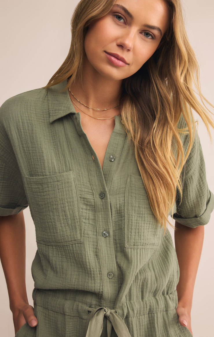 Shorts Lookout Gauze Romper Avocado