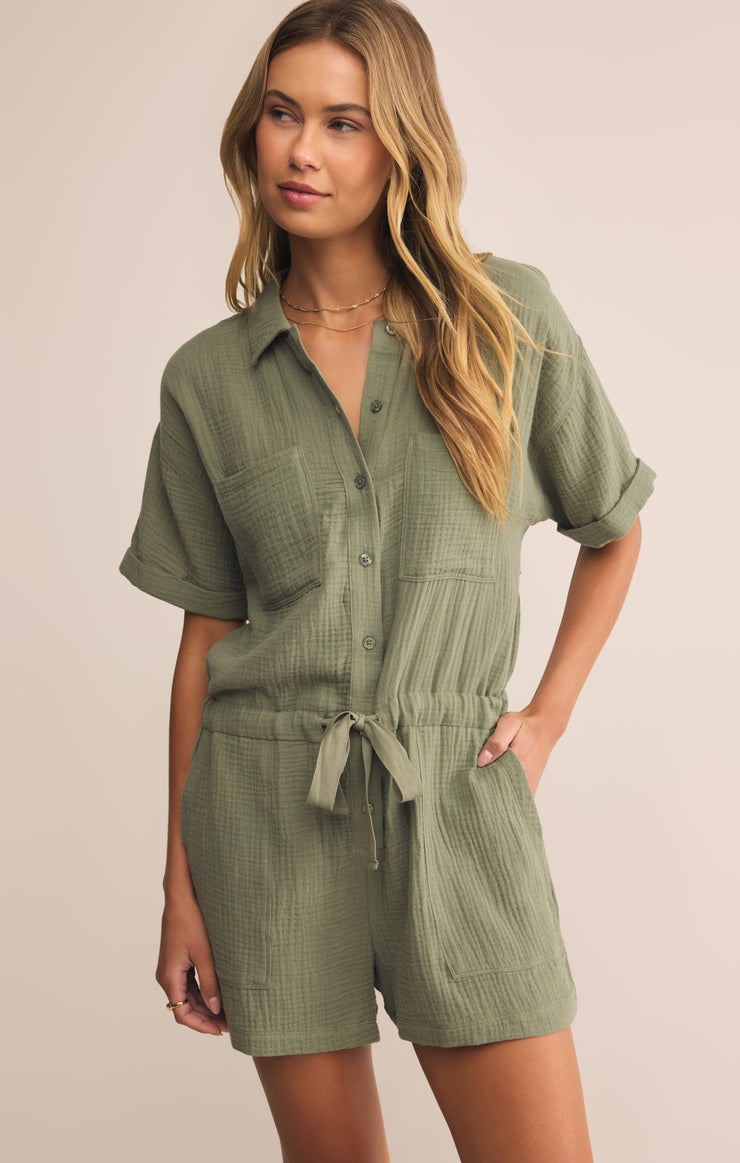 Shorts Lookout Gauze Romper Avocado