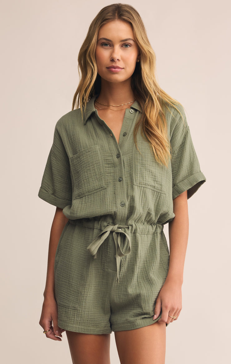Shorts Lookout Gauze Romper Avocado
