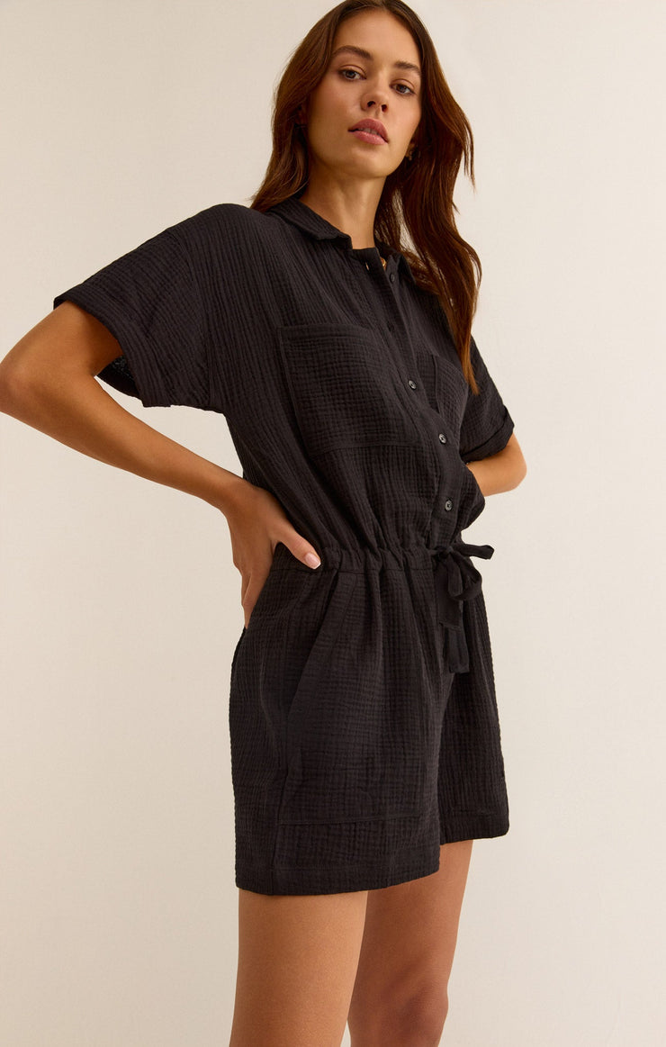 Shorts Lookout Gauze Romper Black