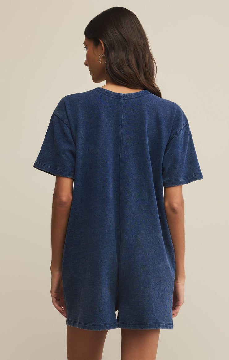 Shorts Enid Knit Denim Romper Enid Knit Denim Romper