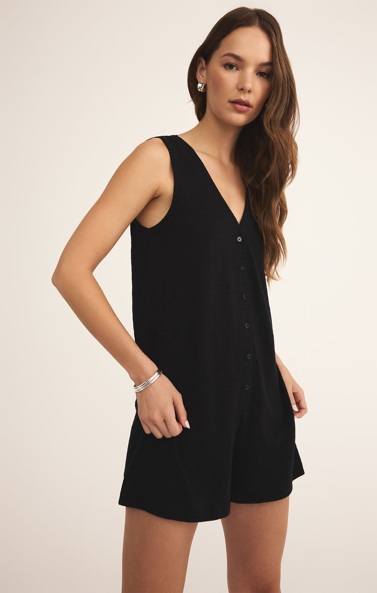 Shorts Solace Textured Slub Romper Black