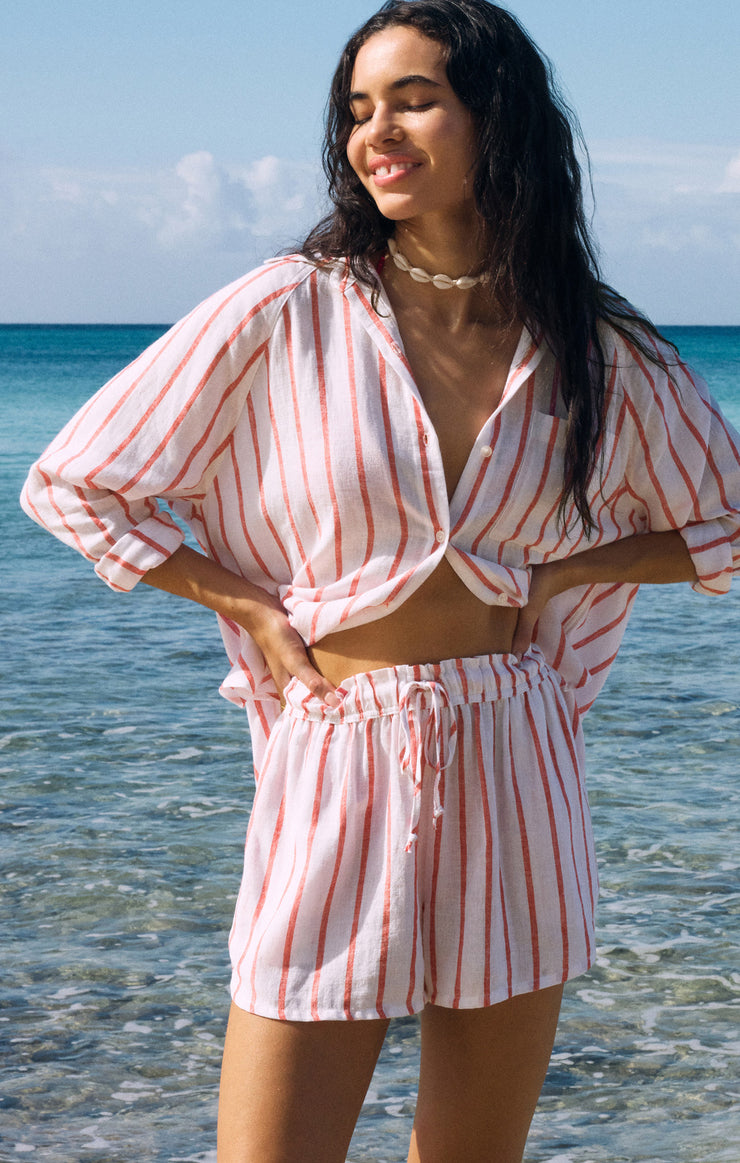 Shorts Perfect Linen Striped Short Cabana Red