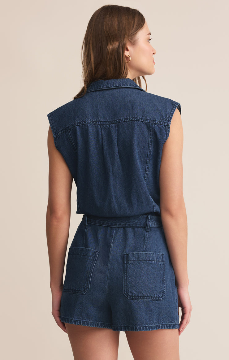 Shorts Dash Luxe Soft Denim Romper Indigo