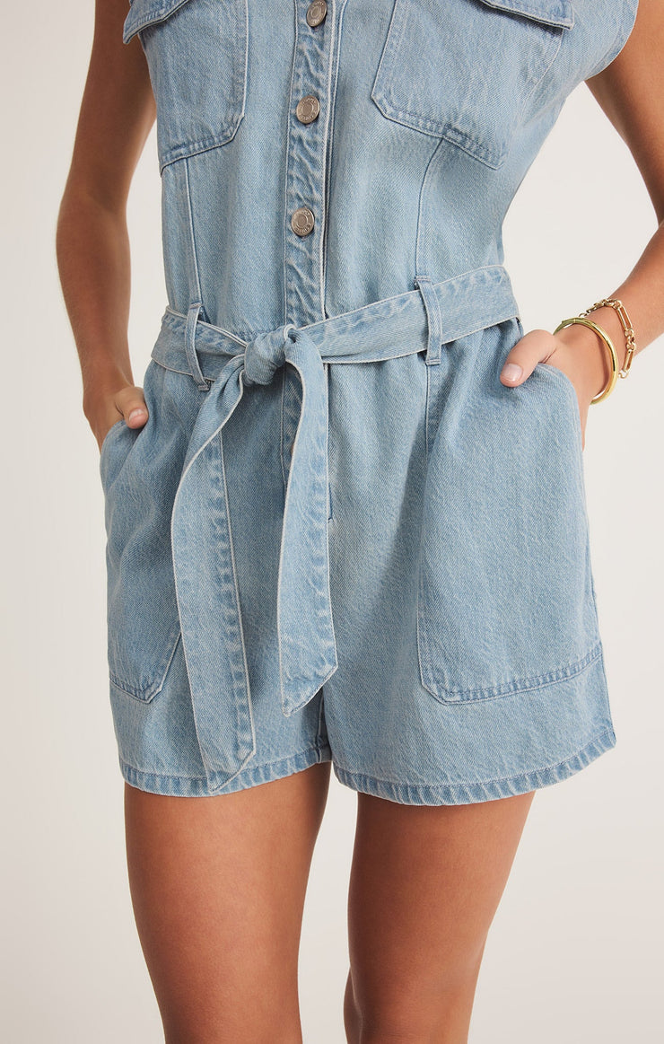 Shorts Dash Luxe Soft Denim Romper Dash Luxe Soft Denim Romper