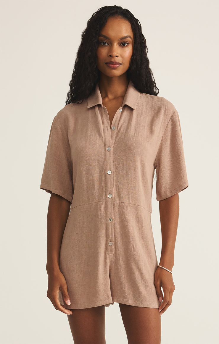 Shorts Marcell Button Up Romper Iced Coffee