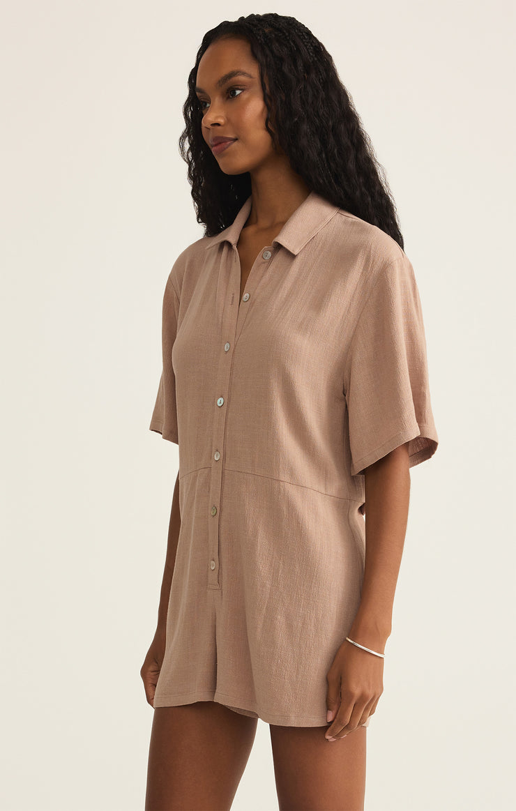 Shorts Marcell Button Up Romper Iced Coffee