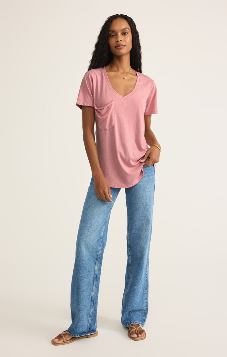 Tops Pocket Tee Pink Smoke