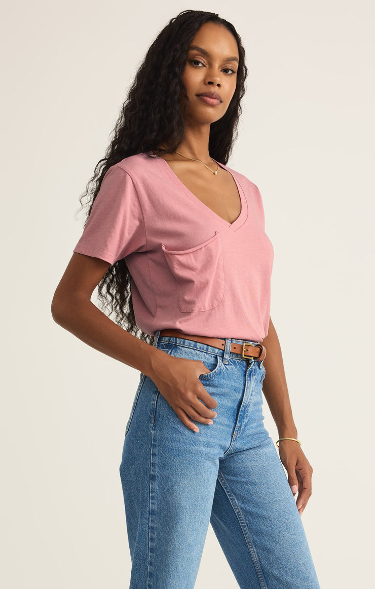 Tops Pocket Tee Pink Smoke