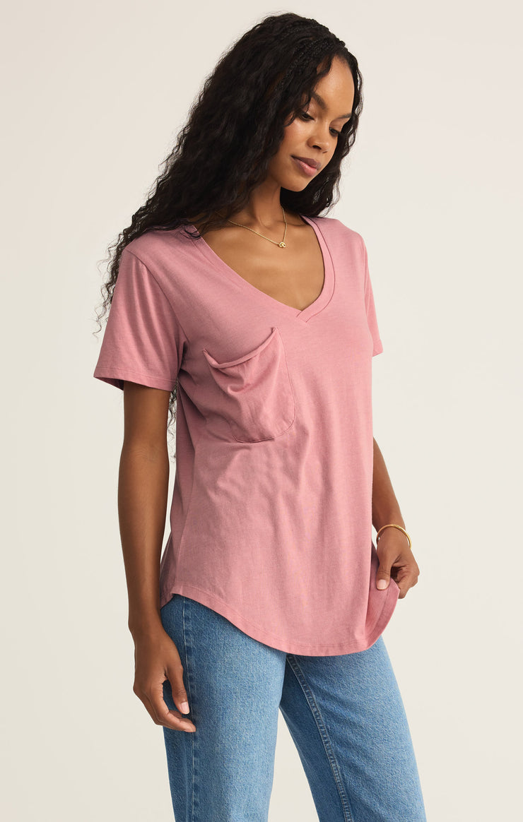 Tops Pocket Tee Pink Smoke