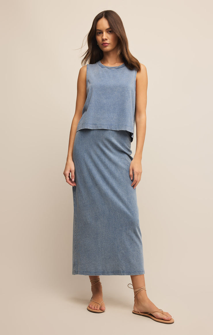 Tops Sloane Jersey Denim Muscle Tank Medium Indigo
