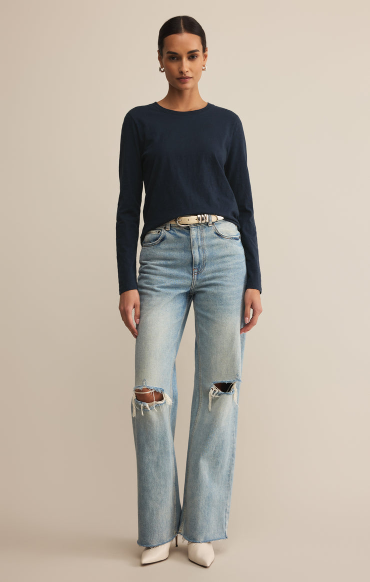 Tops Modern Slub Long Sleeve Top Eclipse