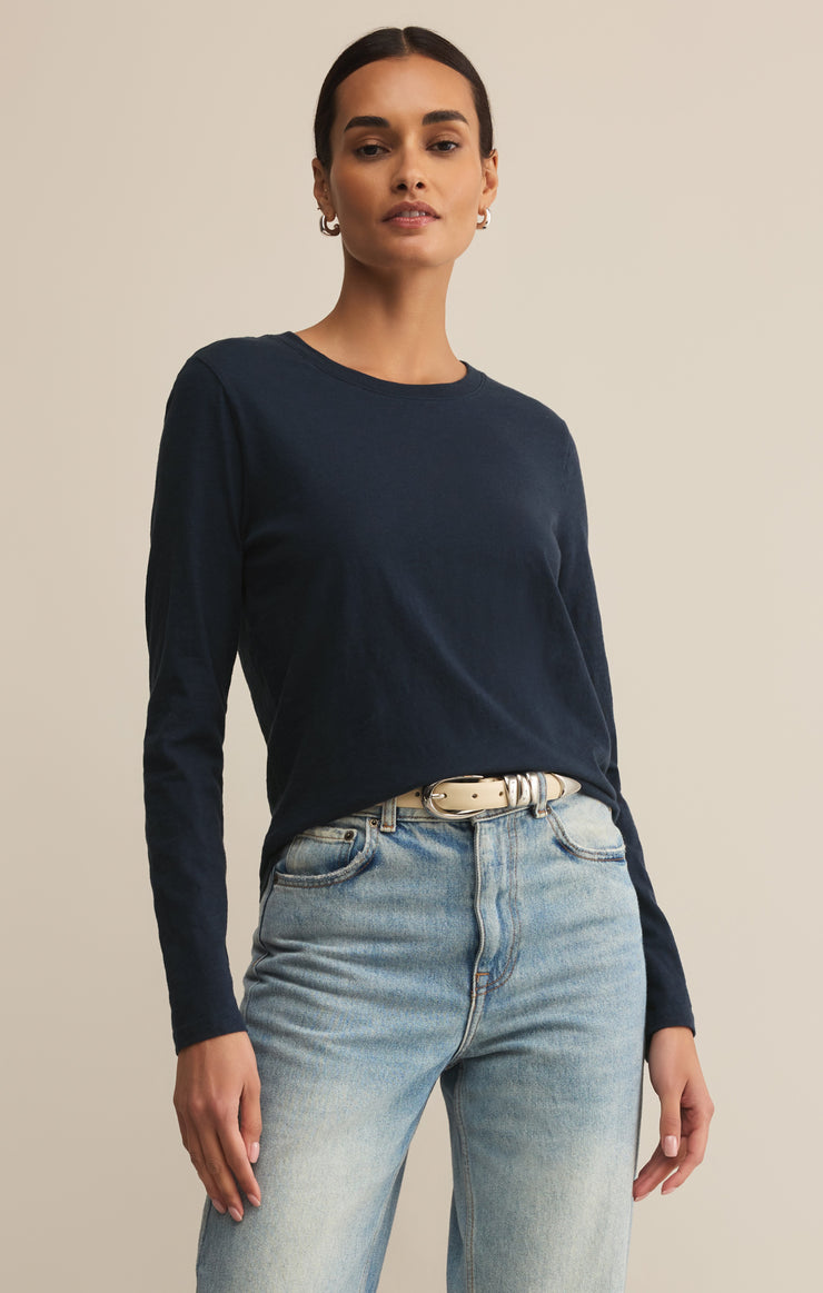 Tops Modern Slub Long Sleeve Top Eclipse