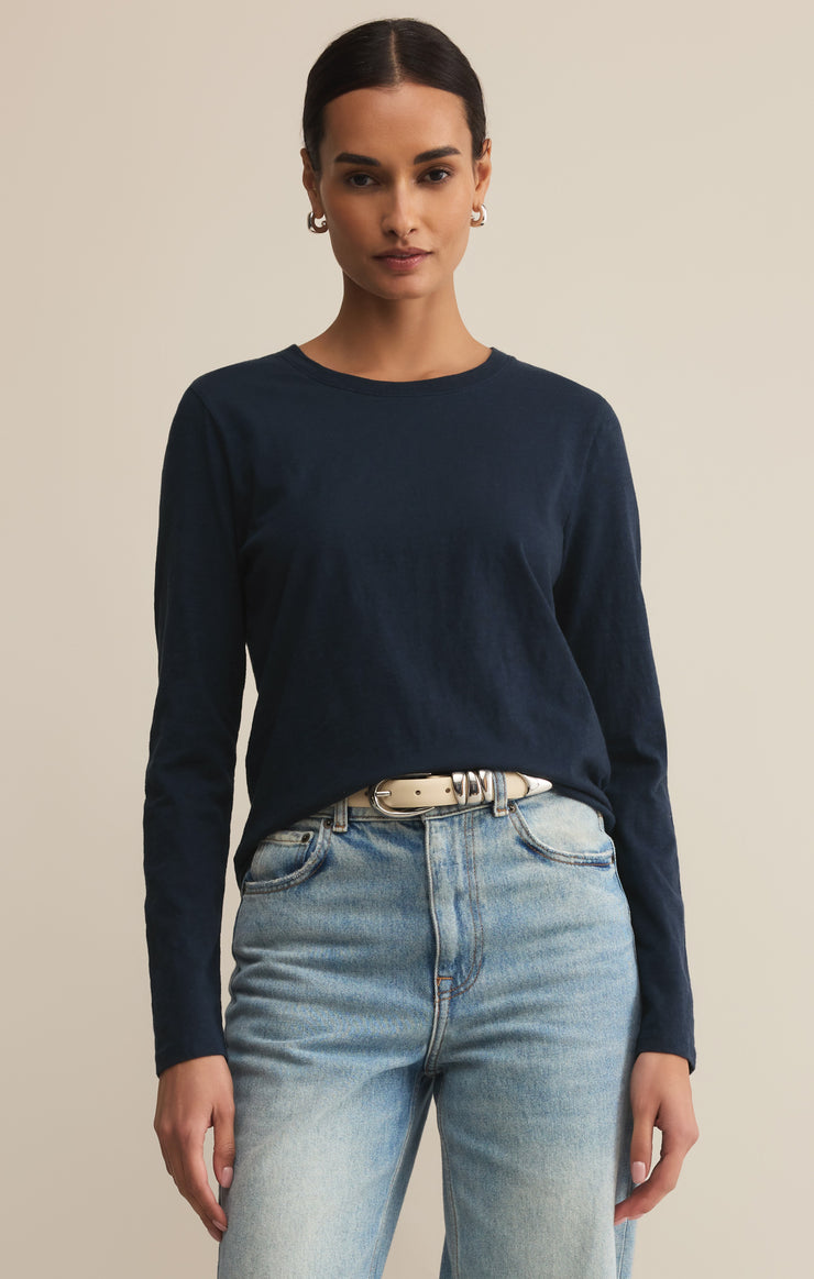 Tops Modern Slub Long Sleeve Top Eclipse