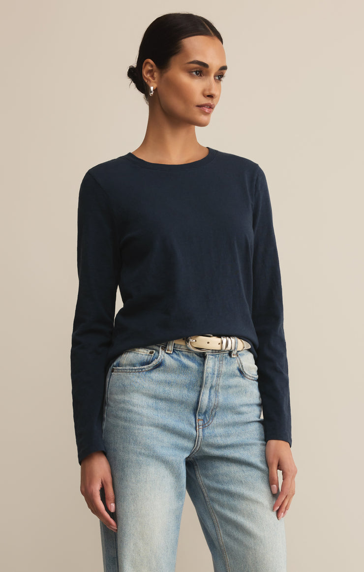 Tops Modern Slub Long Sleeve Top Eclipse