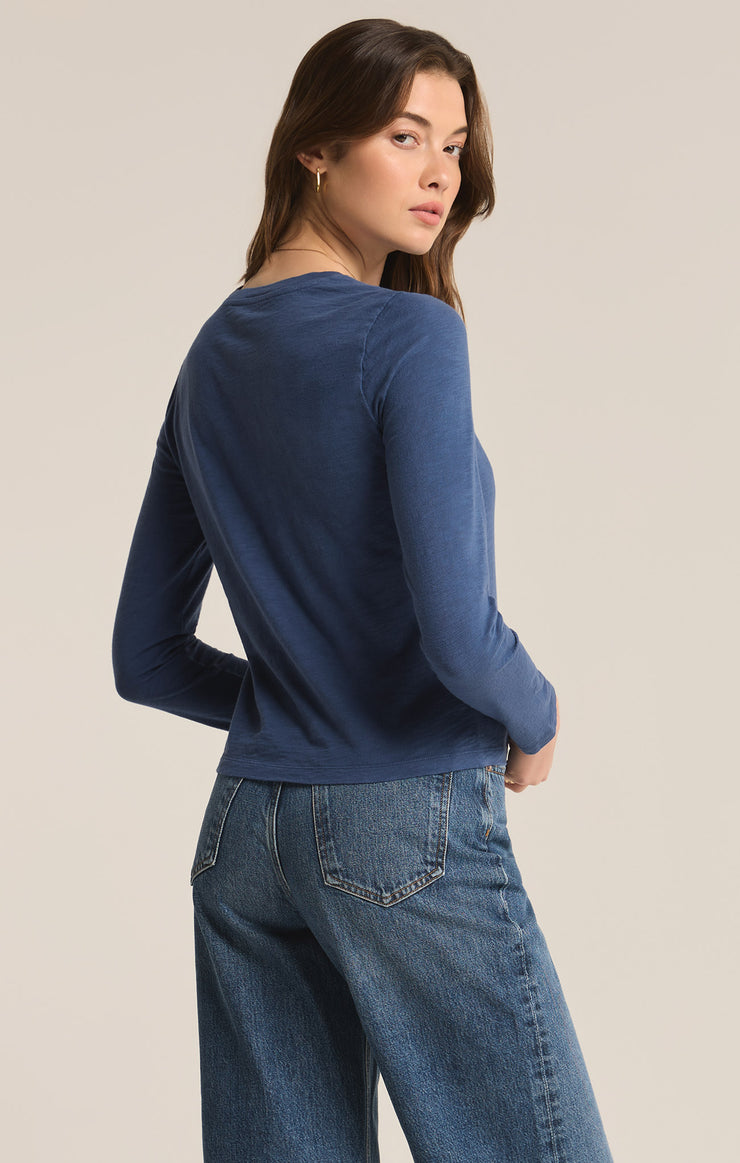 Tops Modern Slub Long Sleeve Top True Navy