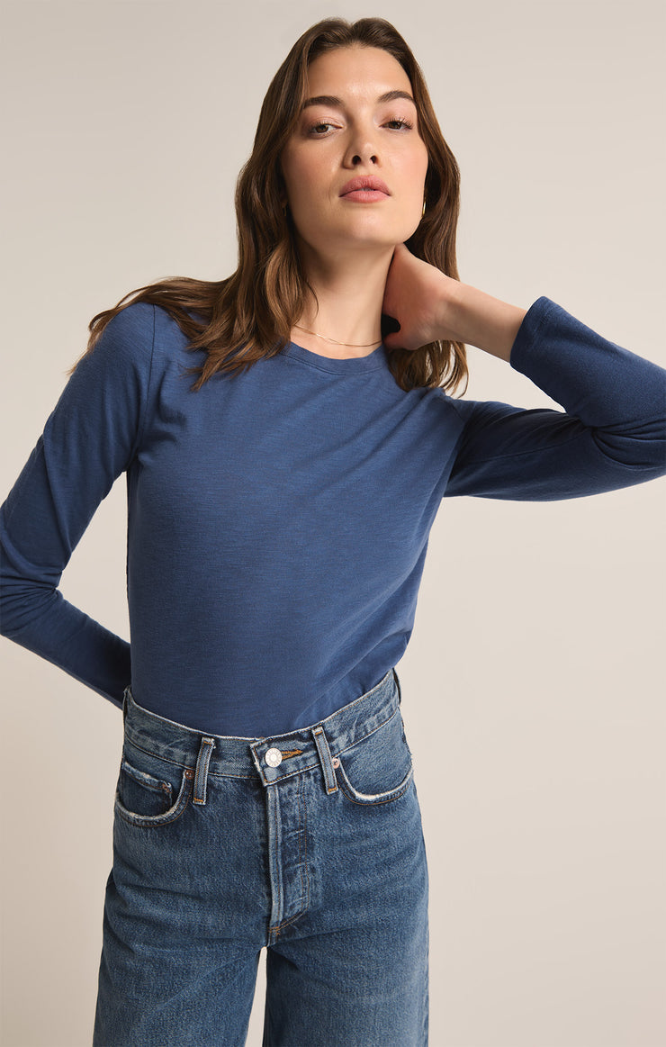 Tops Modern Slub Long Sleeve Top True Navy
