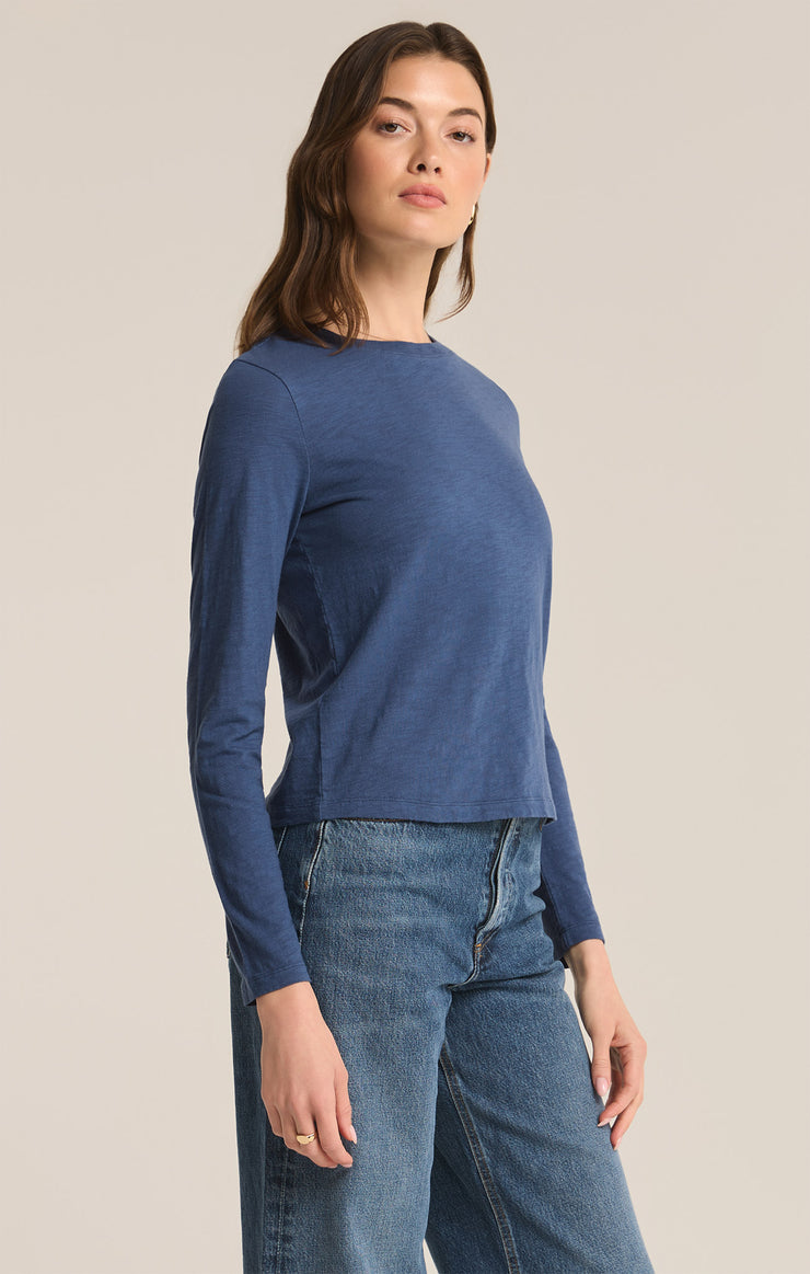 Tops Modern Slub Long Sleeve Top True Navy