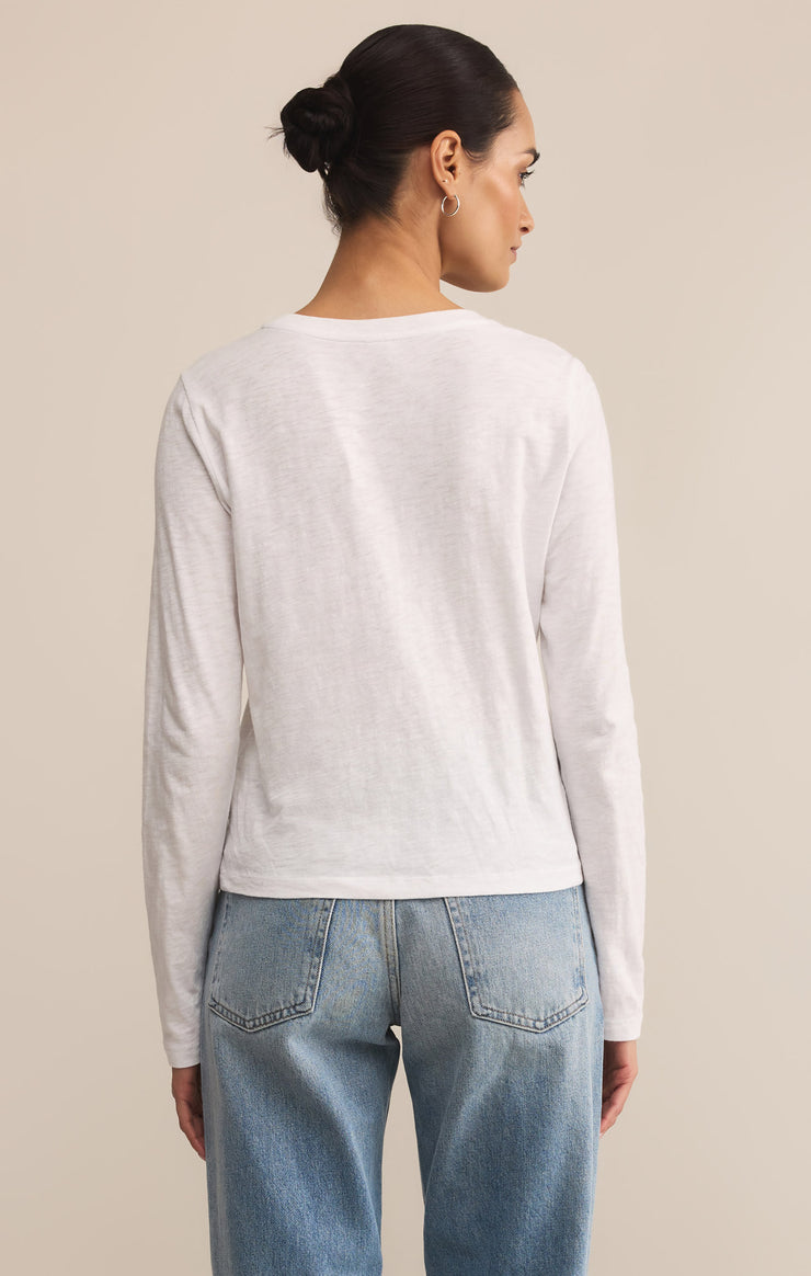 Tops Modern Slub Long Sleeve Top White